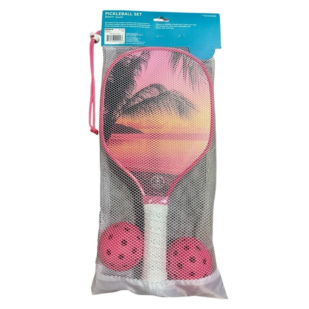 Coconut Grove Pickleball Set 2 Paddles 2 Balls and Mesh Carry Bag